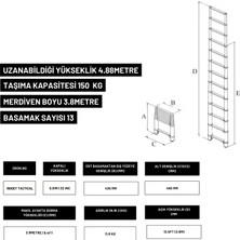 Telescopics 3.8m Taktik Amaçlı Tam Otomatik Teleskopik Merdiven - 1600ET