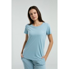 Pierre Cardin Kadın Mavi Kısa Kol Pijama Takım