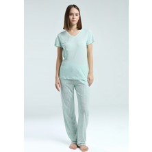 Pierre Cardin Kadın Yeşil Kısa Kol Pijama Takım