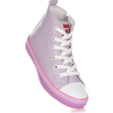 Kiko Kids Pant Günlük Bağcıklı Fermuarlı Kız Bebek Spor Ayakkabı Lila