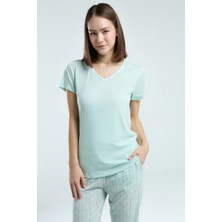 Pierre Cardin Kadın Yeşil Kısa Kol Pijama Takım