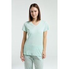 Pierre Cardin Kadın Yeşil Kısa Kol Pijama Takım