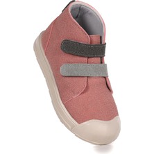 Kiko Kids Mufasa Ilk Adım Cırtlı Kız Bebek Günlük Bot Ayakkabı Pudra - Gri