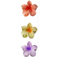 Desingshop 3 Adet Lotus Saç Tokası 4cm ( Mor,sarı,kırmızı) Rengi
