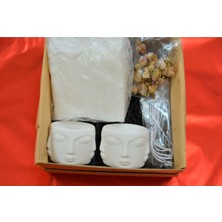 % 100 Soya Wax Mum Yapım Seti (Beton Adler Yüz Mumluk, Fitil, Gül Kurusu)