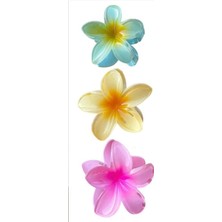 Desingshop 3 Adet Lotus Saç Tokası 4cm ( Mavi,sarı,pembe) Rengi