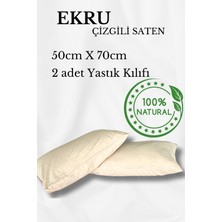 Premium Çizgili Saten Yastık Kılıfı Seti %100 Pamuk (2'li Set)