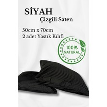 Premium Çizgili Saten Yastık Kılıfı Seti %100 Pamuk (2'li Set)