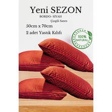 Premium Çizgili Saten Yastık Kılıfı Seti %100 Pamuk (2'li Set)