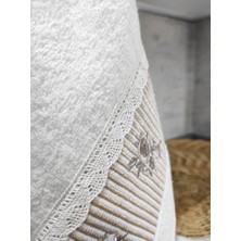Sevim Pamuk & Nakışlı Havlu Takımı - 2'li Dantelli Havlu Seti - 40 x 60  cm  – Kapuçino