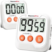 Thermopro TM03 Mutfak, Spor, Ders Için Alarmlı,geri Sayımlı Kronometre - 2 Adet