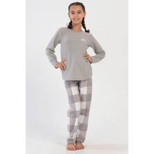 Kız Çocuk Uzun Kol Polar Gri Pijama Takım C1T7N0O304