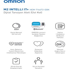 OMRON M2 Intelli IT+ 2 Kullanıcılı Akıllı Telefonlar ile Uyumlu Geniş Manşetli Üst Koldan Ölçer Dijital Tansiyon Aleti