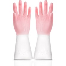 Zhuxi Shop B Pembe Tarzı L Boyutu Bulaşık Eldiveni Ev Işleri Temizlik Eldiveni Iki Renkli Çamaşır Mutfak Plastik Araçlar Su Geçirmez Bayan Görevleri Kaymaz Dayanıklı (Yurt Dışından)