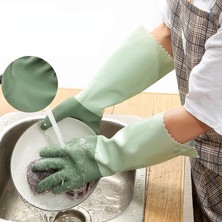 Zhuxi Shop B Kırmızı Stil 40CM Kadın Su Geçirmez Elastik Kauçuk Lateks Bulaşık Eldiveni Kaymaz Mutfak Dayanıklı Temizlik Ev Işleri Bulaşık Yıkama Araçları (Yurt Dışından)