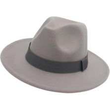 Mirrorr Moda Fedora Ş Alabilir Geniş Kenarlı Ingiliz Kış Şı Açık Gri (Yurt Dışından)