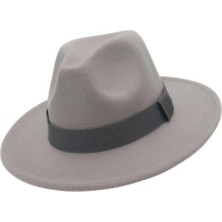 Mirrorr Moda Fedora Ş Alabilir Geniş Kenarlı Ingiliz Kış Şı Açık Gri (Yurt Dışından)