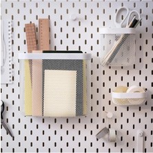 IKEA Skadıs 3 Lü Set 3 Adet Çok Amaçlı Çelik Pano Parçası Beyaz Saklama Sepetleri