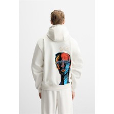 Kapuşonlu Elektro Man Baskılı Unisex Oversize Kalıp Hoodie