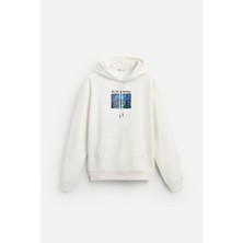 Kapuşonlu Starry Night Baskılı Oversize Kalıp Unisex Hoodie