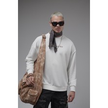 Oversize Kalıp Baskılı Yaka Kol Ribanalı Sweat