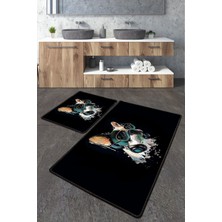 Chilai Home Glasses Dog Banyo Halısı 2'li Set Banyo Paspası Kaymaz Tabanlı Klozet Takımı Djtbanyo