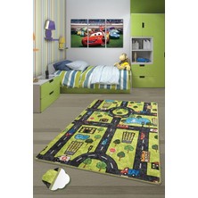 Chilai Home Green City Çocuk Halısı Djt Çocuk ve Bebek Halısı Yıkanabilir ,Leke Tutmaz 100 x 160