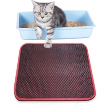 Chilai Home Pvc Kedi Kumu Paspası Kırmızı 40X60 cm  Kedi Tuvalet Önü Paspası Kedi Kumu Elekli Tuvalet Önü