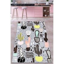 Chilai Home Vector Cactus Mutfak Halısı Djt Yıkanabilir, Silinebilir , Mutfak Halısı 80 x 150
