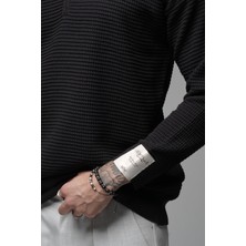 King Brich Polo Yaka Yarım Fermuarlı Oversize Kalıp Triko Kazak