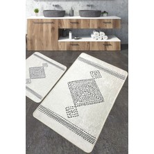 Chilai Home Tatiana Banyo Halısı 2'li Set Banyo Halısı Paspas Yıkanabilir Kaymaz Djtbanyo