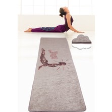 Chilai Home Banda 60X200 cm Yıkanabilir Kaymaz Yoga Matı Spor Fitness Halısı Desenli Gri