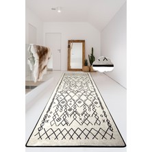 Chilai Home Chart Ekru  Djt Kaymaz Taban Kesme Halı Yolluk , Yıkanabilir 80 x 200