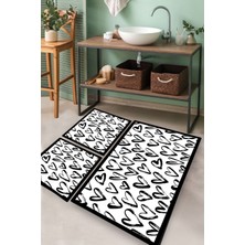 Chilai Home Small Heart 3'lü Set Banyo Halısı Banyo Paspası Djtbanyo
