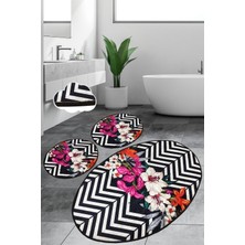 Chilai Home Marken 3'lü Set Banyo Halısı Paspas Kaymaz Taban Yıkanabilir Klozet Takımı Djtbanyo