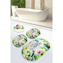 Chilai Home Hello Summer 3'lü Set Banyo Halısı Paspas Yıkanabilir Kaymaz Taban Klozet Takımı Djtbanyo