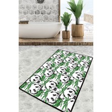 Chilai Home Green Panda Banyo Halısı Djt 70X120 cm Banyo Halısı,banyo Paspası Yıkanabilir Kaymaz Taban Garantili