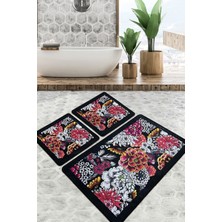 Chilai Home Floreale Banyo Halısı 3'lü Set Djtbanyo