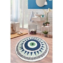 Chilai Home Occhio 120X120 cm Çap Banyo Halısı Djt Yıkanabilir Kaymaz Taban  Paspas Klozet Takımı