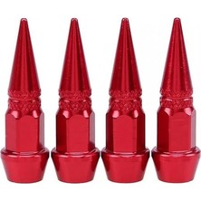 Sivri Mermi Metal Sibop Kapağı Kırmızı Renk Araba, Motosiklet, Bisiklet 4'lü Set