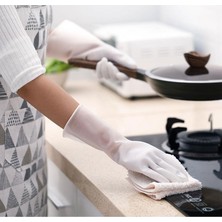 Zhuxi Shop B Dudak Izi Stili M Boyutu Ev Yıkama Eldiveni Kauçuk Şeffaf Çamaşır Suya Dayanıklı Temizlik Kauçuk Lateks Kaymaz Dayanıklı Mutfak Işleri Araçları (Yurt Dışından)