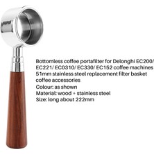 Zeeful Kahve Dipsiz Portafilter Delonghi EC200/EC221/EC0310 Filtre 51 mm Yedek Filtre Sepeti Kahve Aksesuarları (Yurt Dışından)