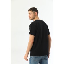 Edelle Siyah Organik Pamuk V Yaka Regular Fit Erkek Tişört