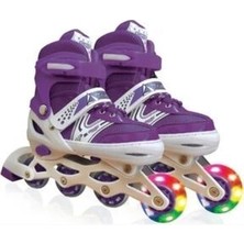 Metal Işıklı Alıştırma Pateni Mor 30-33 Ayarlanabilir Small Depomix