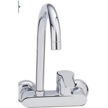 Ters Aplike Mutfak Eviye Bataryası - Krom Mix Aç Kapa Sıcak Soğuk