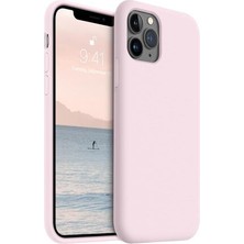 Iphone 11 Pro Pembe Lansman Içi Kadife Silikon Kılıf