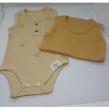 Sarı Krem Ikili Fitilli Çıtçıtlı Bebek Body