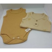 Sarı Krem Ikili Fitilli Çıtçıtlı Bebek Body