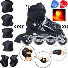 Işıklı Teker Ayarlanabilir Çocuk Alıştırma Paten 2 Fonksiyon ve Dizlik Set Hediyeli