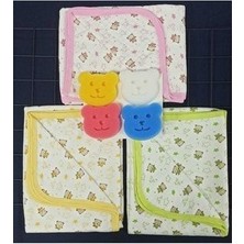 Bebek Tek Kat Kapitone 3 Lü Battaniye Kundak 80X90 Cm4 Lü Yıkama Süngeri Hediyeli